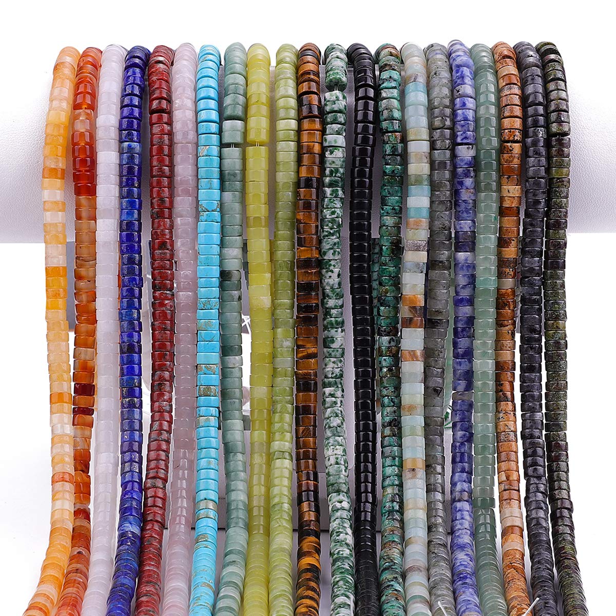 BEADIA Natural White Agate Spacer Beads Caps Loose Semi Gemstone for Beading Jewelry Making 6mmx3mm 38cm
