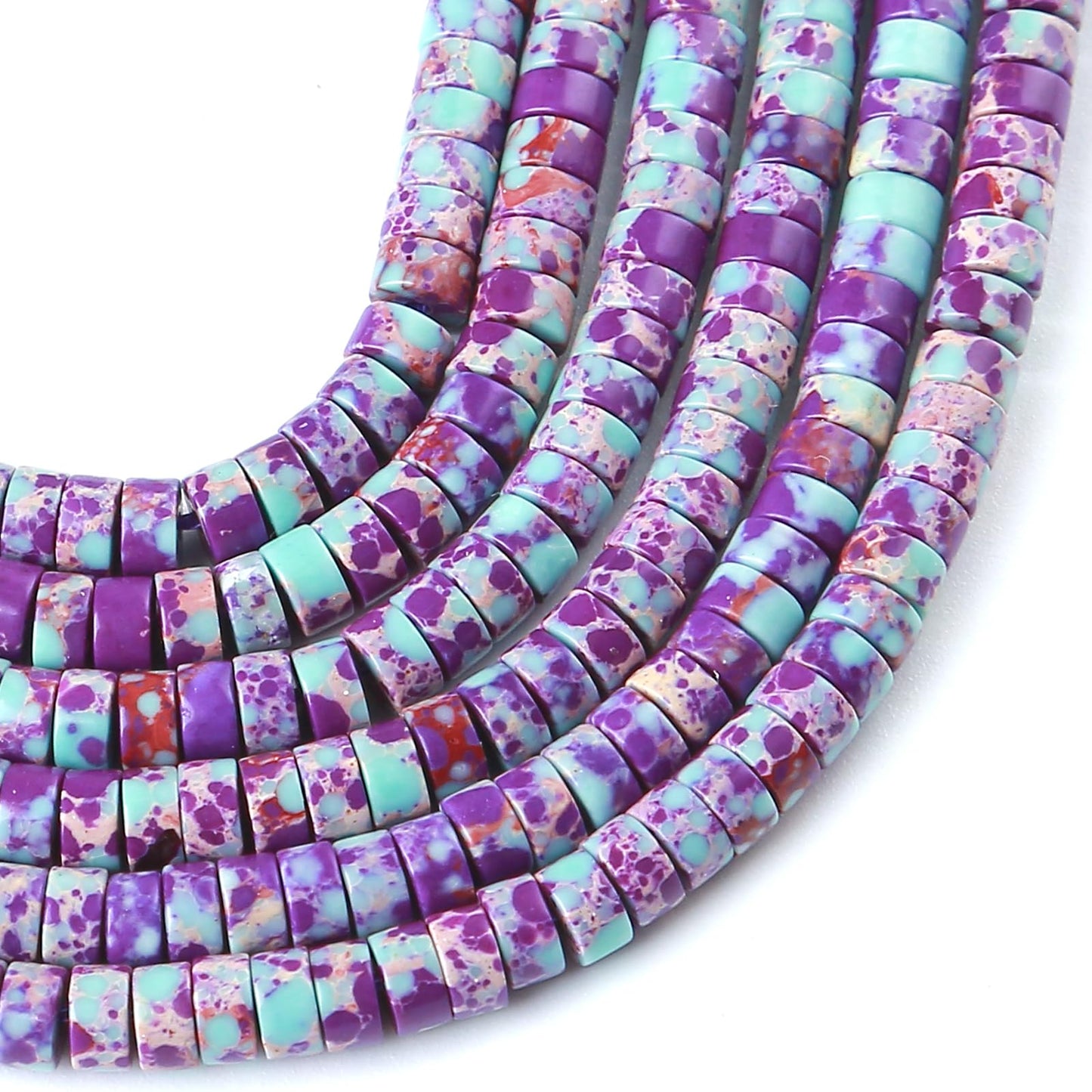 2x4MM 150PCS Galaxy Sea Sediment Impression Jade Tube Cylinder Rondelle Abacus Disk Spacer Loose Beads for Jewelry Making