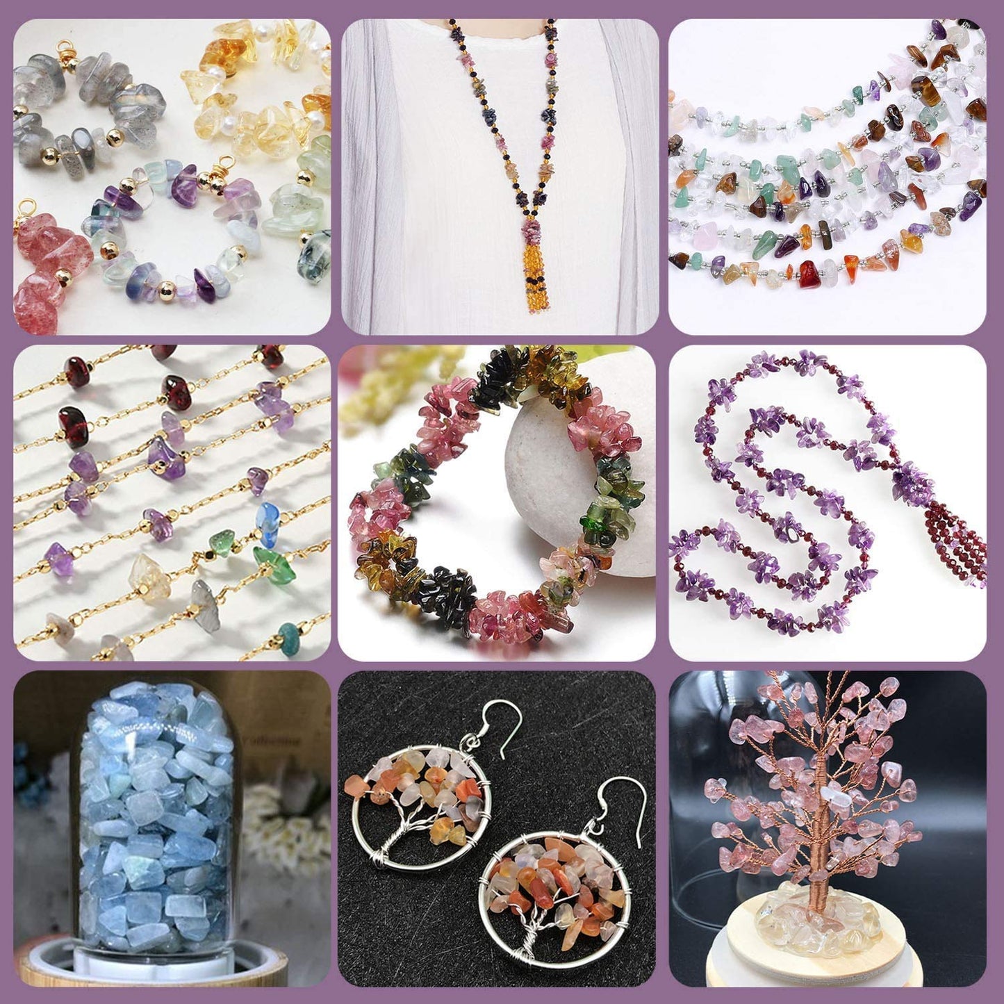HAAMIIQII Natural Ametrine Chips Irregular Stones Energy Healing Loose Gemstone Beads for Jewelry Making Strand 30 Inch
