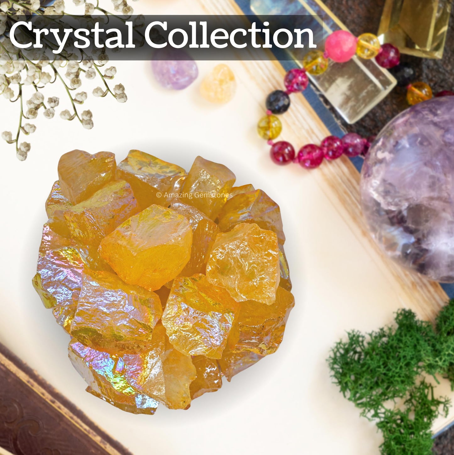 Amazing Gemstone Yellow Aura Quartz Raw Crystals and Healing Stones, Natural Rocks for Meditation and DIY Raw Stones and Crystals (1 lb)