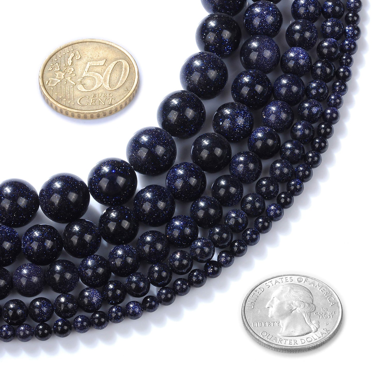 Natural Stone Beads 10mm Blue Sand Stone Round Loose Beads Crystal Energy Stone Healing Power for Jewelry Making DIY,1 Strand 15"
