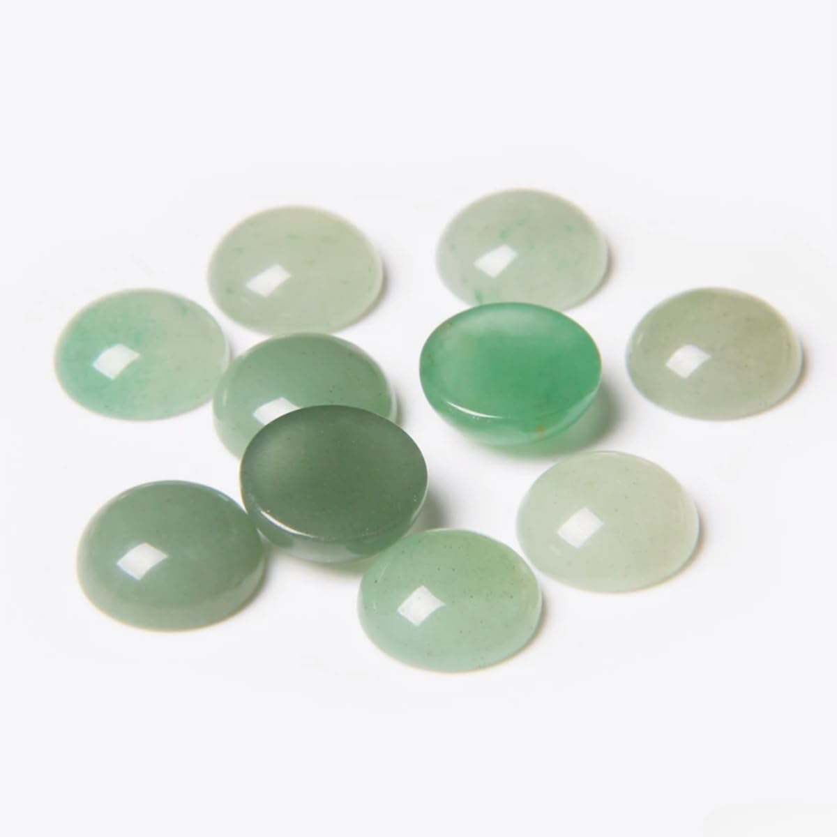 20pcs 8mm Natural Stone No Hole Green Aventurine Semicircle Smooth Cabochons Beads Healing Chakra Crystal Stone Bead for Jewelry Making Rings Earrings Necklace Bracelet DIY Crafts
