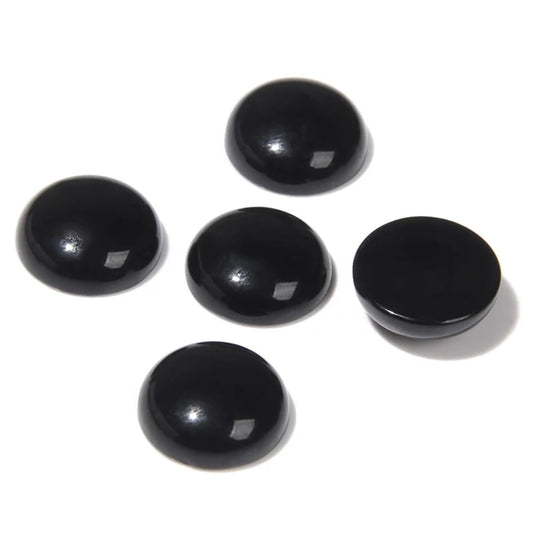 20pcs 6mm Natural Stone No Hole Black Agate Semicircle Smooth Cabochons Beads Healing Chakra Crystal Stone Bead for Jewelry Making Rings Earrings Necklace Bracelet DIY Crafts