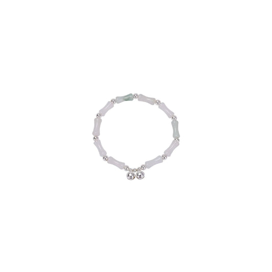 Mnyixsi Jade Bamboo Shape Beaded Jade Bracelet Bell Bamboo Bracelet Tianshan Jade Bracelet Adjustable Bangle Cuff Jewelry Gift for Women Men