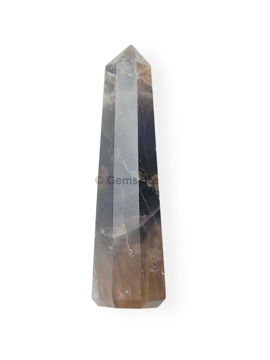 WholesaleGemShop 3 Inch (70 mm) Gemstones Smoky Quartz Obelisk Tower Jumbo Facet Aura Rock Crystal Natural Polished Earth Wand Spirit