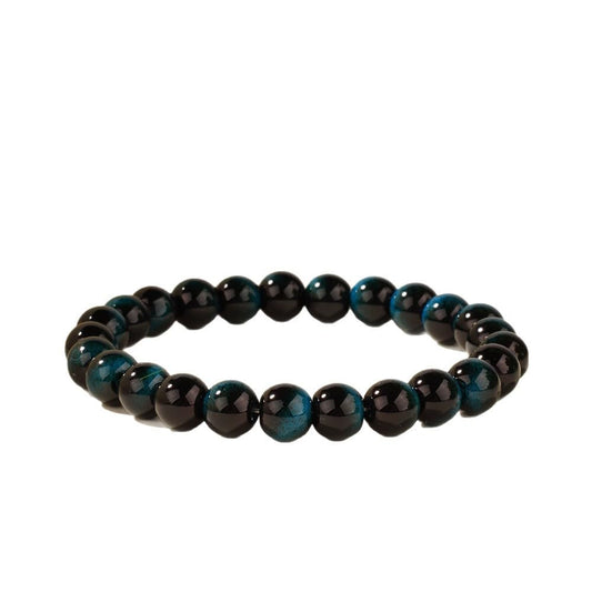 WEFRIN Evil Eye with Hematite Black Obsidian Tiger Eye Stone Triple Protection Bracelets for Men Women, Crystal Healing Stone Bracelet Bring Luck Prosperity and Happiness Jewelry (I-8mm(i))