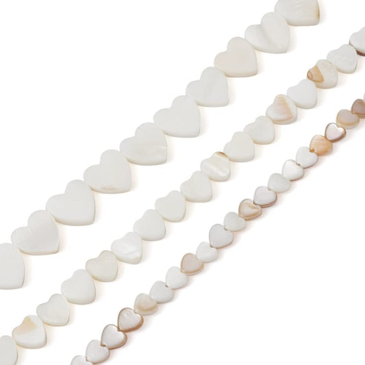 Fashewelry 147pcs Heart Natural Freshwater Shell Loose Beads White Peach Heart Sea Shell Spacer Charm Beads 6mm/8mm/12mm for Jewelry Making
