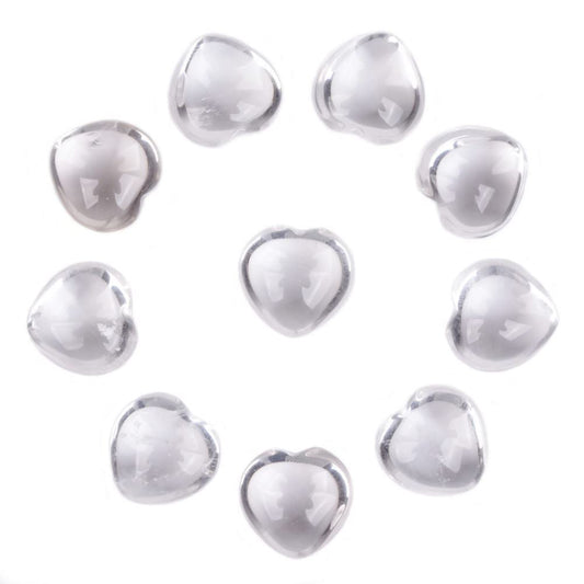 Natural Clear Quartz Gemstone Healing Crystal 0.8" Mini Puffy Heart Pocket Stone Iron Gift Box (Pack of 10)