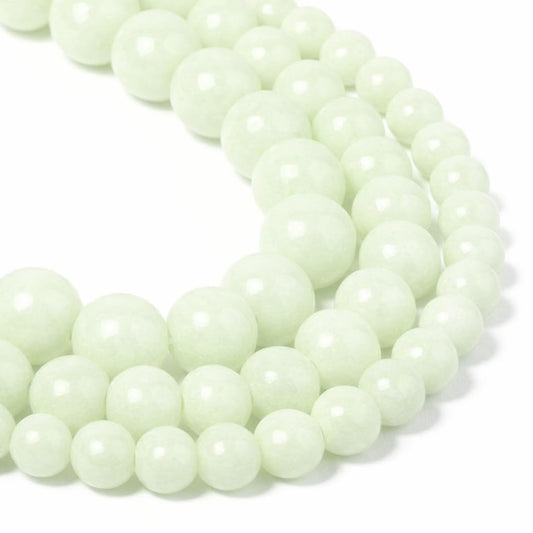 Yochus 60pcs Blue Luminous Beads，6mm Glow in The Dark Natural Stone Round Loose Beads for Jewelry Making Earring Necklace DIY Crafts