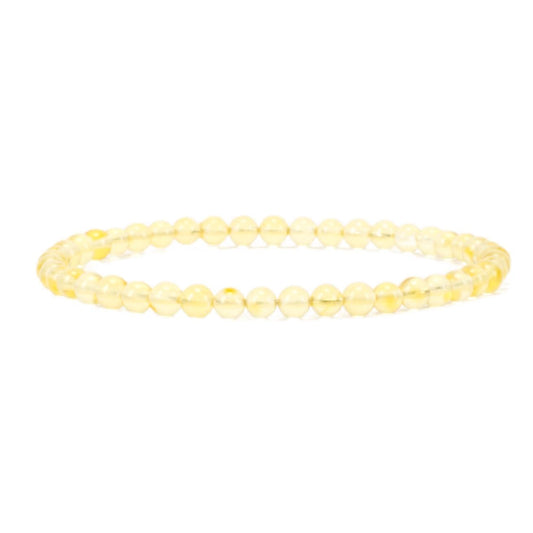 Cherry Tree Collection - Small, Medium, Large Sizes - Gemstone Beaded Bracelets For Women and Men - 4mm Round Beads (Amber, Medium)