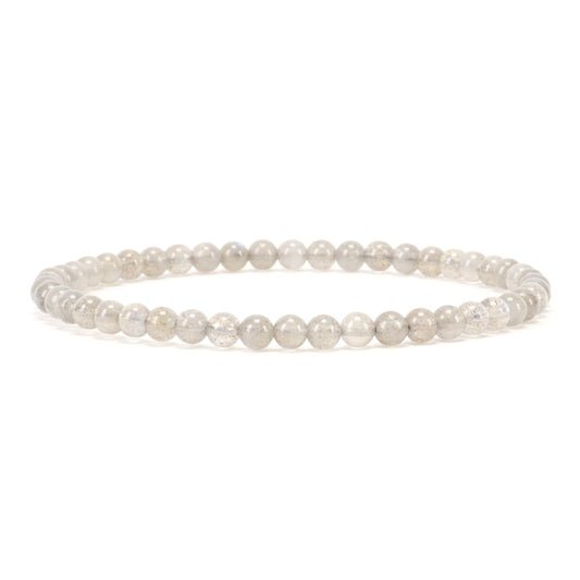 Cherry Tree Collection - Small, Medium, Large Sizes - Gemstone Beaded Bracelets For Women and Men - 4mm Round Beads (Labradorite A, Medium)