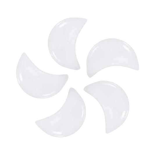 MECCANIXITY 5 Pcs Moon Crystal Worry Stone, 0.5 Inch Length Natural Clear Quartz Moon Gemstone Bulk, Carved Pocket Stones for Meditation Balancing Pendant Decor
