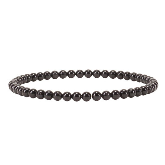 Cherry Tree Collection - Small, Medium, Large Sizes - Gemstone Beaded Bracelets For Women and Men - 4mm Round Beads (Black Agate, Medium)