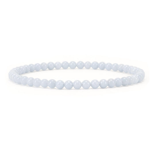 Cherry Tree Collection - Small, Medium, Large Sizes - Gemstone Beaded Bracelets For Women and Men - 4mm Round Beads (Angelite, Medium)