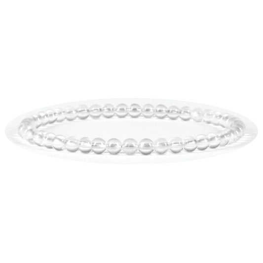 Cherry Tree Collection - Small, Medium, Large Sizes - Gemstone Beaded Bracelets For Women and Men - 4mm Round Beads (Clear Quartz, Medium)