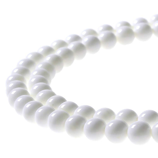 MJDCB 7A Natural Deep Sea White Shells Round Stone Beads for Jewelry Making DIY Bracelet Necklace (4mm)