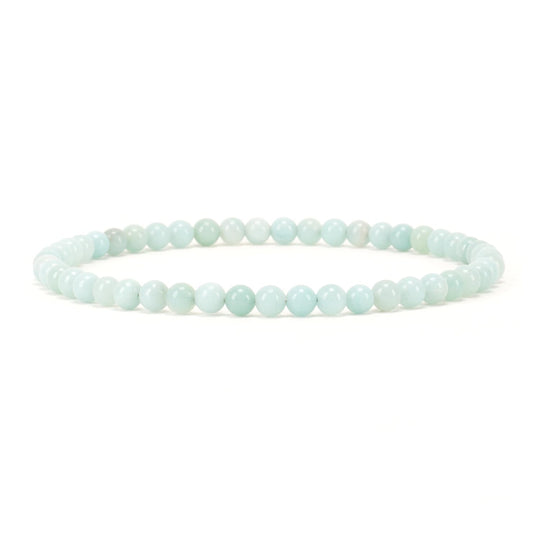 Cherry Tree Collection - Small, Medium, Large Sizes - Gemstone Beaded Bracelets For Women and Men - 4mm Round Beads (Amazonite, Medium)