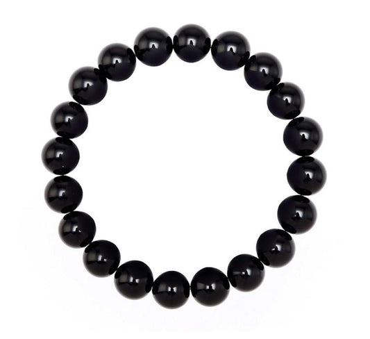 Adabele Real Natural Black Agate Gemstone Beaded Bracelet 7.5 inch Stretch Chakra Healing Crystal Stone Jewelry Women Mom Gift (Unisex) GB8-B30
