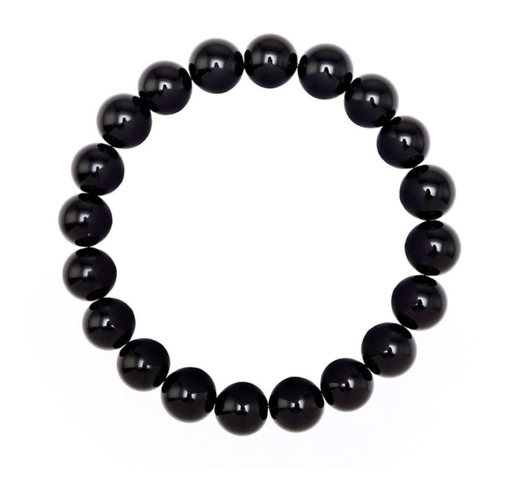 Adabele Real Natural Black Agate Gemstone Beaded Bracelet 8 inch Stretch Chakra Healing Crystal Stone Jewelry Women Mom Gift (Unisex) GB8-C30