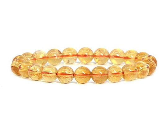 Adabele Real Natural Yellow Citrine Bracelet 7.5 inch Stretch Gemstone Beaded Bracelet Chakra Healing Crystal Stone Jewelry Women Mom Gift (Unisex) GB8-B27