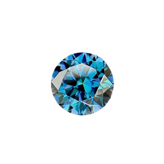 Dlbazoyx Round Color Moissanite Stone Lab Grown Simulated Gemstone Green Blue 0.3-4ct Loose Cut Moissanites Gems (Dark Seablue, 6.5mm 1ct)