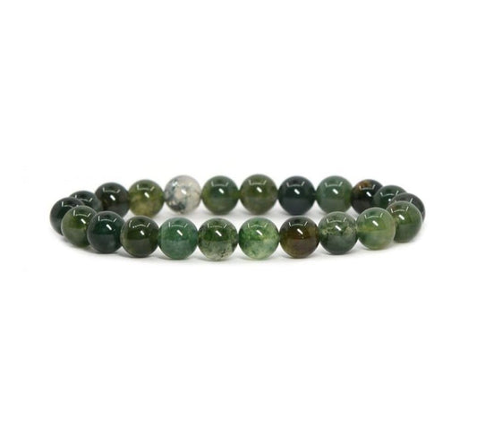 Adabele Real Natural Moss Agate Gemstone Beaded Bracelet 7 inch Stretch Chakra Healing Crystal Stone Jewelry Energy Quartz Rock GB8-25