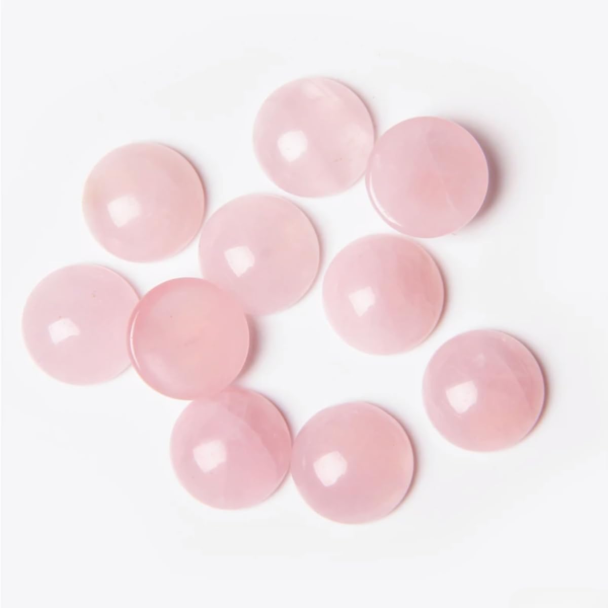 20pcs 14mm Natural Stone No Hole Rose Quartz Semicircle Smooth Cabochons Beads Healing Chakra Crystal Stone Bead for Jewelry Making Rings Earrings Necklace Bracelet DIY Crafts