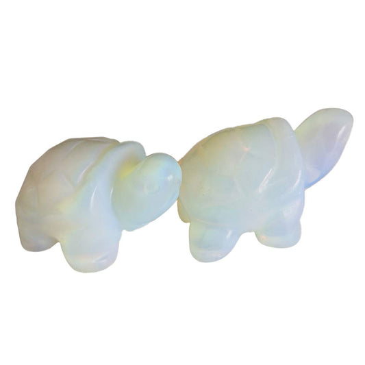 Gemgogo 2 Pcs Natural Opalite Tortoise Pocket Statue Crystals and Healing Stones,1.5 Inches Animal Figurine Room Decor Gemstone