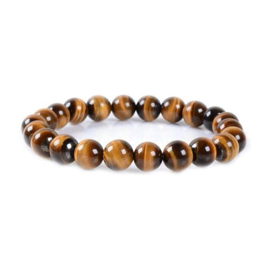 Adabele Real Natural Golden Yellow Tiger's Eye Bracelet 7.5 inch Stretch Gemstone Beaded Bracelet Chakra Healing Crystal Stone Jewelry Energy Quartz Rock GB8-B26