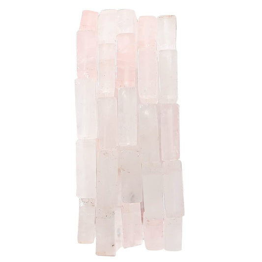 BEADIA Natural Rose Quartz Crystal Tube Beads 13x4mm 30pcs Rectangle Loose Semi Gemstone Beads for Jewelry Making Design