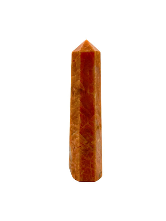 WholesaleGemShop 3 Inch (70 mm) Gemstones Peach Moonstone Obelisk Tower Jumbo Facet Aura Rock Crystal Natural Polished Earth Wand Spirit