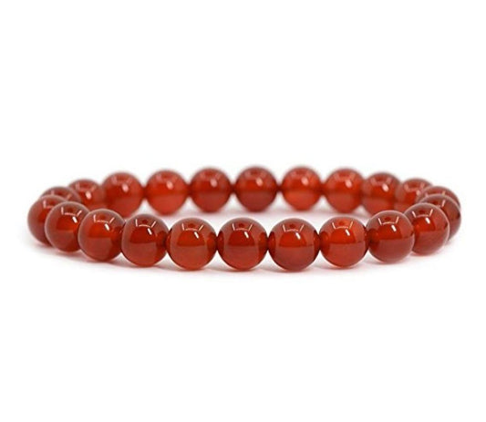 Adabele Real Natural Carnelian Red Agate Bracelet 7.5 inch Stretch Red Gemstone Beaded Bracelet Chakra Healing Crystal Stone Jewelry Women Mom Gift (Unisex) GB8-B29