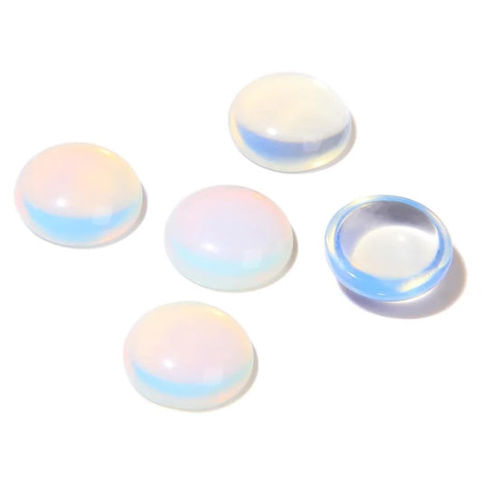 20pcs 6mm Natural Stone No Hole Opal Semicircle Smooth Cabochons Beads Healing Chakra Crystal Stone Bead for Jewelry Making Rings Earrings Necklace Bracelet DIY Crafts