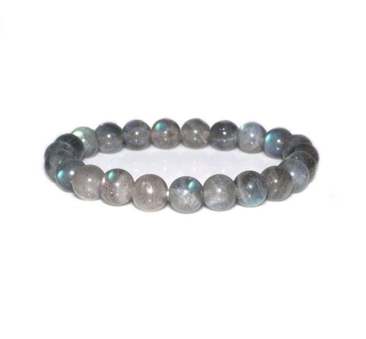 Adabele Real Natural Grade A Labradorite Gemstone Beaded Bracelet 7.5 inch Stretch Chakra Healing Crystal Stone Jewelry Women Mom Gift (Unisex) GB8-B10