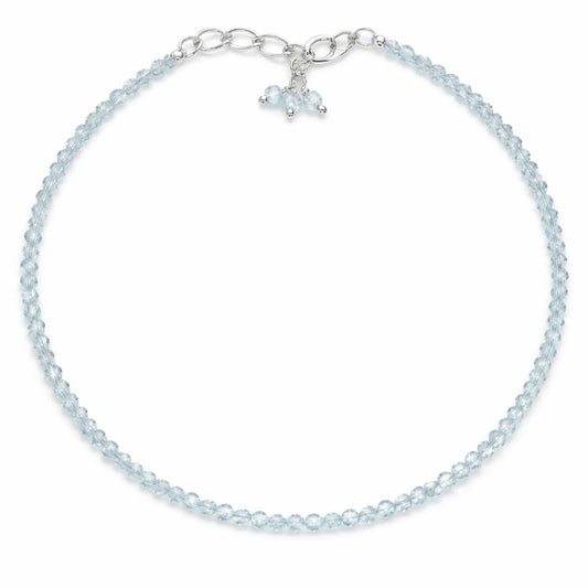 Gempires Aquamarine Bracelet for Women | Dainty Handmade Gemstone Beads 2.5 mm | Minimalist Stacking Bracelet | Lightweight Everyday Jewelry | March Birthstone Gift