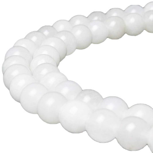 MJDCB Beads for Energy Bracelets Yoga Bracelet DIY Bracelet Natural Stone Beads White Jade 45 Pieces, 8mm