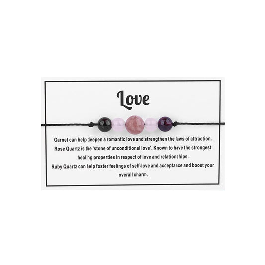 Fuqimanman2020 Healing Crystal Bead Bracelet Amethyst 7 Chakra Bracelets Adjustable Natural Stone Bracelet for Couples Friendship Jewelry-Love