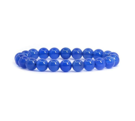 Adabele Real Natural Blue Agate Gemstone Beaded Bracelet 7.5 inch Stretch Chakra Healing Crystal Stone Jewelry Women Mom Gift (Unisex) GB8-B18