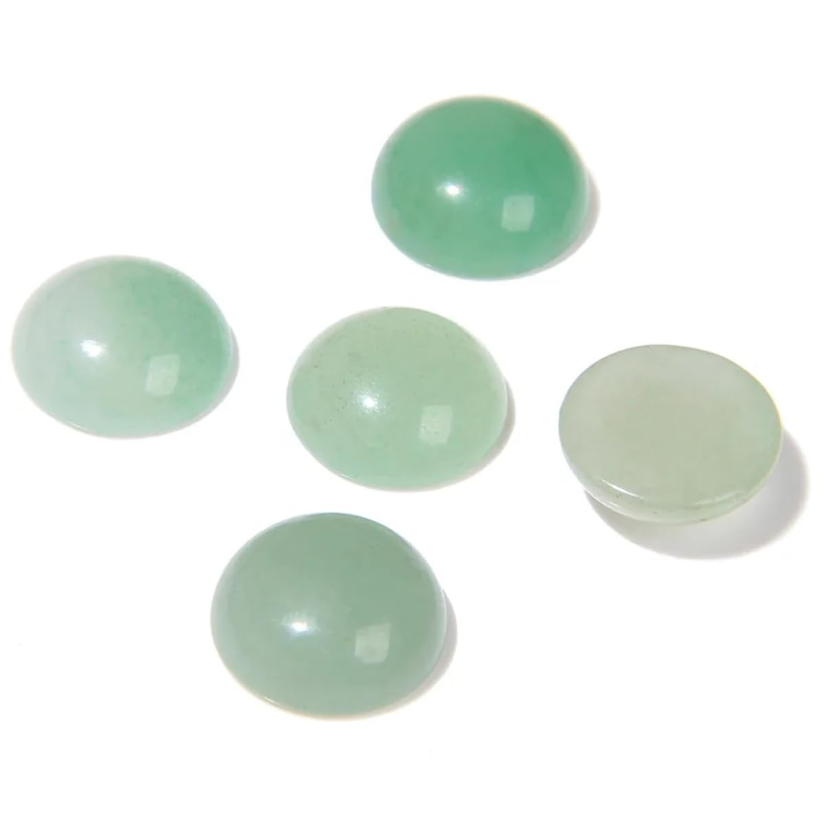 20pcs 6mm Natural Stone No Hole Green Aventurine Semicircle Smooth Cabochons Beads Healing Chakra Crystal Stone Bead for Jewelry Making Rings Earrings Necklace Bracelet DIY Crafts