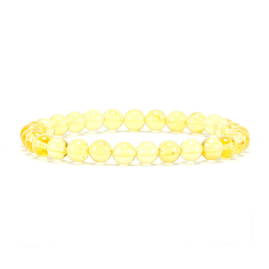 Cherry Tree Collection - Small, Medium, Large Sizes - Gemstone Beaded Bracelets For Women and Men - 6mm Round Beads (Amber - Medium)