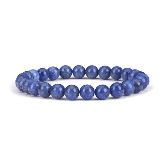 Cherry Tree Collection Dumortierite Beaded Bracelet – Genuine 8mm Gemstone Stretch Bracelet for Men & Women – Handmade Crystal Bracelet - (Dumortierite - S)