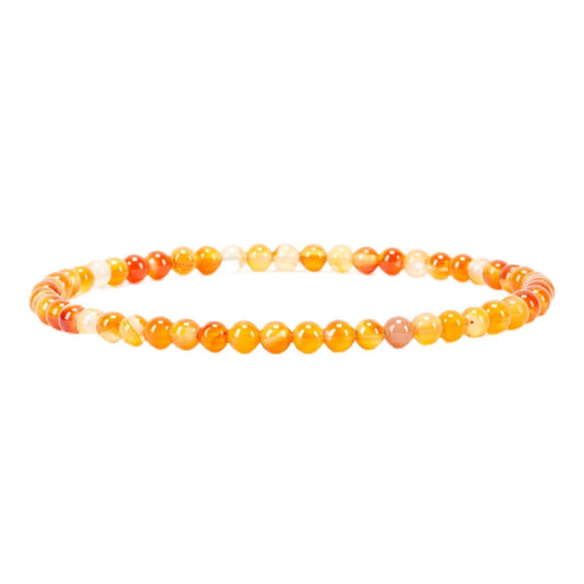 Cherry Tree Collection - Small, Medium, Large Sizes - Gemstone Beaded Bracelets For Women and Men - 4mm Round Beads (Carnelian, Medium)