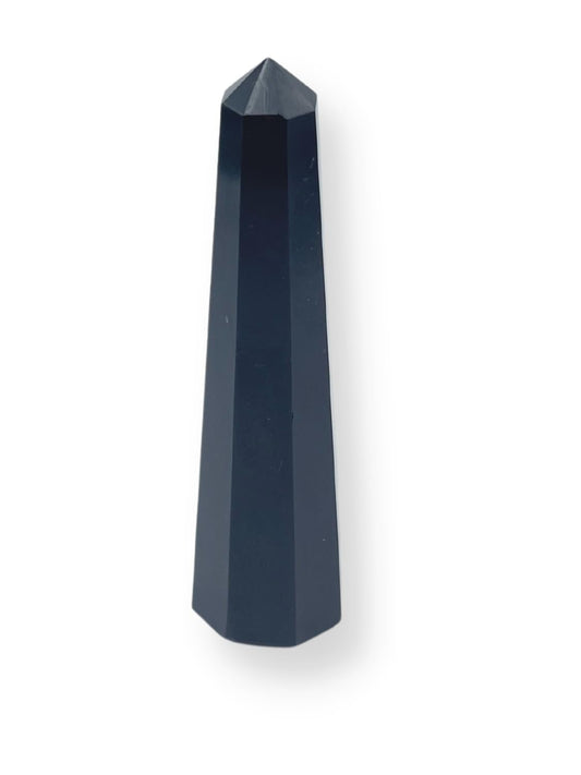 WholesaleGemShop 3 Inch (70 mm) Gemstones Black Agate Obelisk Tower Jumbo Facet Aura Rock Crystal Natural Polished Earth Wand Spirit