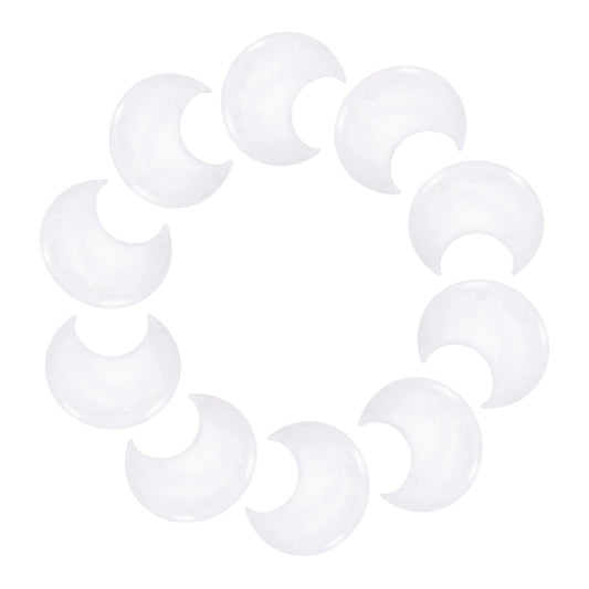 MECCANIXITY 10 Pcs Moon Crystal Worry Stone, 1.2 Inch Length Natural Clear Quartz Moon Gemstone Bulk, Carved Pocket Stones for Meditation Balancing Pendant Decor