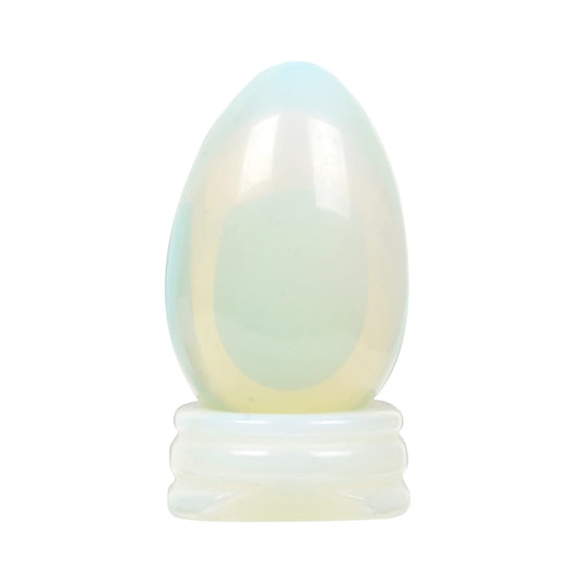 Justinstones Synthetic Opalite Gemstone Egg Crystal Healing Chakra Meditation Home Office Decor Stone with Stone Stand