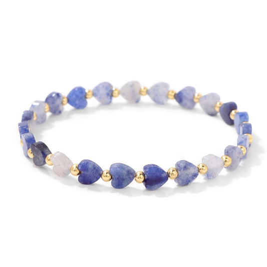 ZKJTEARY Heart Lapis lazuli bracelet for Women Deep Blue Natural Stone bracelet Healing Real Lapis lazuli Stretch bracelets Jewelry for Women Men Mom Girlfriend