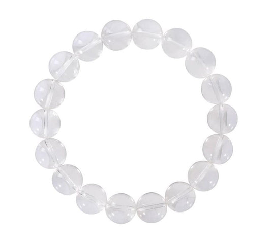 Adabele Real Natural Grade A Clear Crystal White Quartz Bracelet 7.5 inch Stretch Gemstone Beaded Bracelet Chakra Healing Crystal Stone Jewelry Energy Quartz Rock GB8-B15