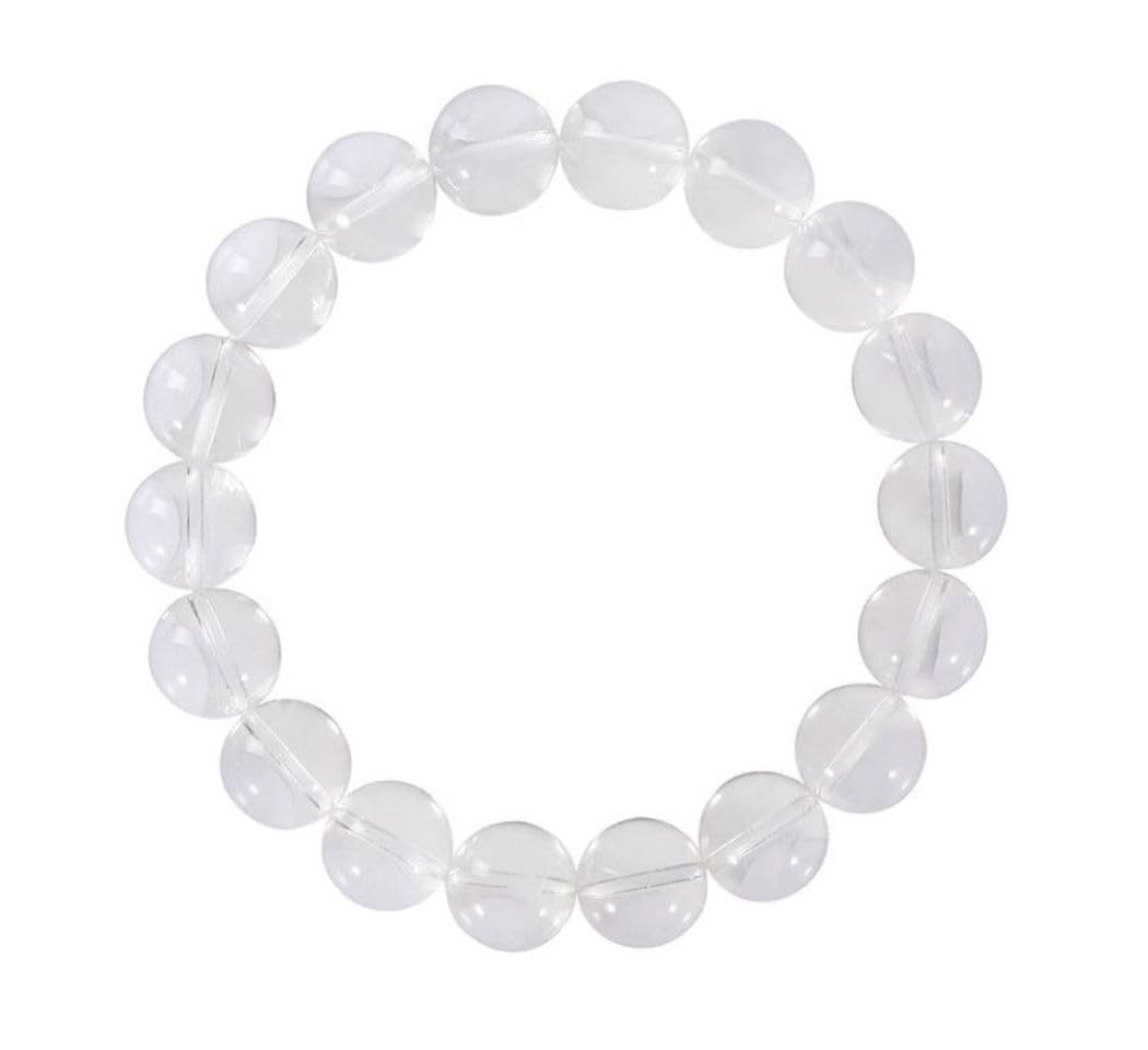 Adabele Real Natural Grade A Clear Crystal White Quartz Bracelet 8.5 inch Stretch Gemstone Beaded Bracelet Chakra Healing Crystal Stone Jewelry Energy Quartz Rock GB8-D15