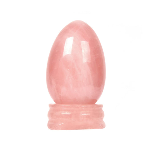 Justinstones Natural Rose Quartz Gemstone Egg Crystal Healing Chakra Meditation Home Office Decor Stone with Stone Stand