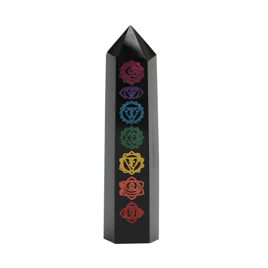 Comimark 1pc Obsidian Chakra Point, Healing Stone, Meditation Stone, Crystal Gift, Crystal Tower Point